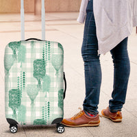 Aloha Hawaii Vintage Kahili Pa'a Lima Luggage Cover Palaka Print Mossy Teal