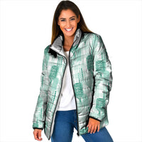 Aloha Hawaii Vintage Kahili Pa'a Lima Padded Jacket Palaka Print Mossy Teal