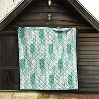 Aloha Hawaii Vintage Kahili Pa'a Lima Quilt Palaka Print Mossy Teal