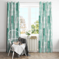 Aloha Hawaii Vintage Kahili Pa'a Lima Window Curtain Palaka Print Mossy Teal