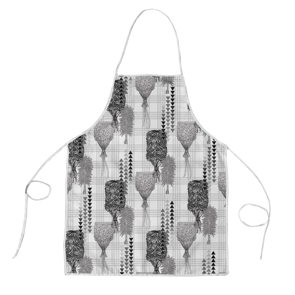 Aloha Hawaii Vintage Kahili Pa'a Lima Apron Palaka Print Hinahina LT7 Gray - Polynesian Pride