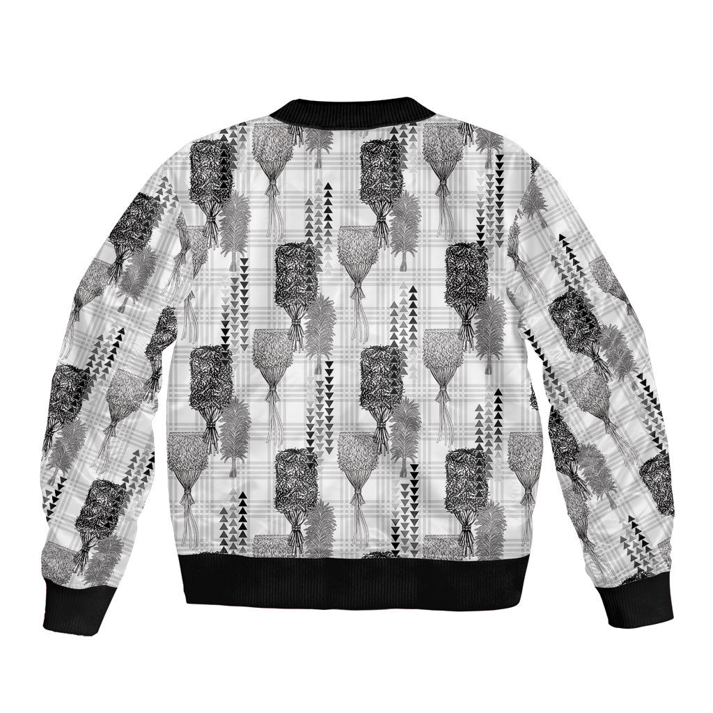 Aloha Hawaii Vintage Kahili Pa'a Lima Bomber Jacket Palaka Print Hinahina