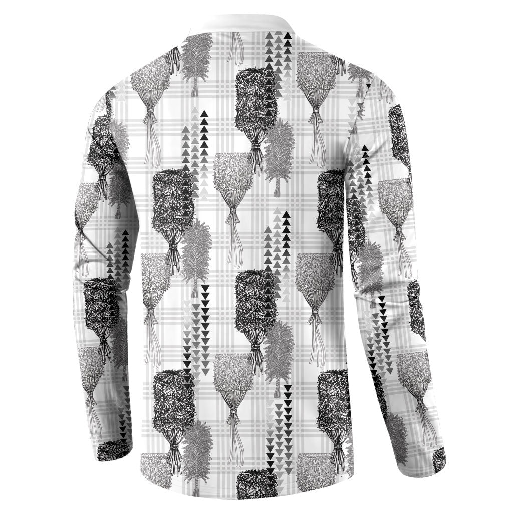 Aloha Hawaii Vintage Kahili Pa'a Lima Button Sweatshirt Palaka Print Hinahina