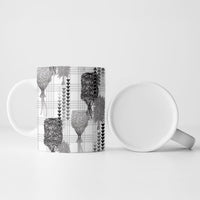 Aloha Hawaii Vintage Kahili Pa'a Lima Ceramic Mug Palaka Print Hinahina