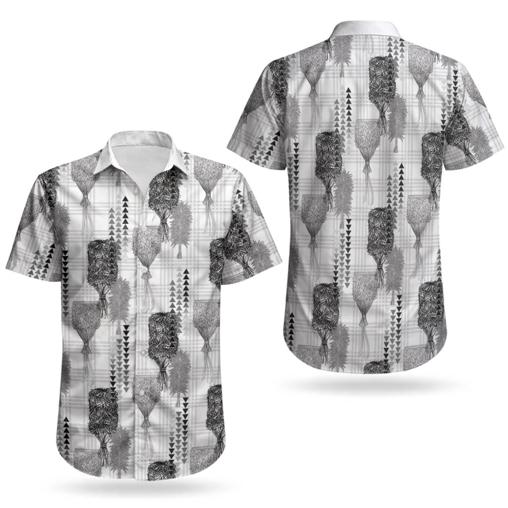 Aloha Hawaii Vintage Kahili Pa'a Lima Couples Matching Short Sleeve Bodycon Dress and Hawaiian Shirt Palaka Print Hinahina