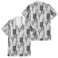 Aloha Hawaii Vintage Kahili Pa'a Lima Family Matching Off Shoulder Short Dress and Hawaiian Shirt Palaka Print Hinahina