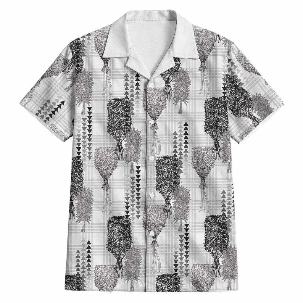 Aloha Hawaii Vintage Kahili Pa'a Lima Hawaiian Shirt Palaka Print Hinahina