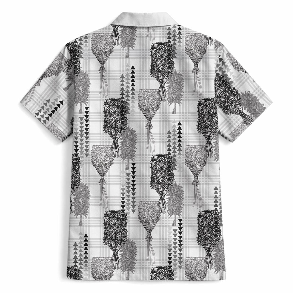 Aloha Hawaii Vintage Kahili Pa'a Lima Hawaiian Shirt Palaka Print Hinahina