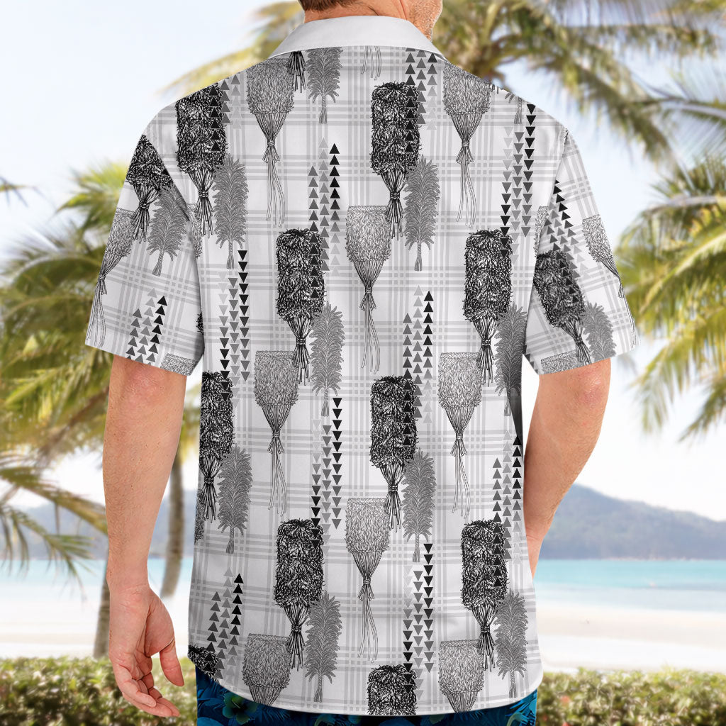 Aloha Hawaii Vintage Kahili Pa'a Lima Hawaiian Shirt Palaka Print Hinahina