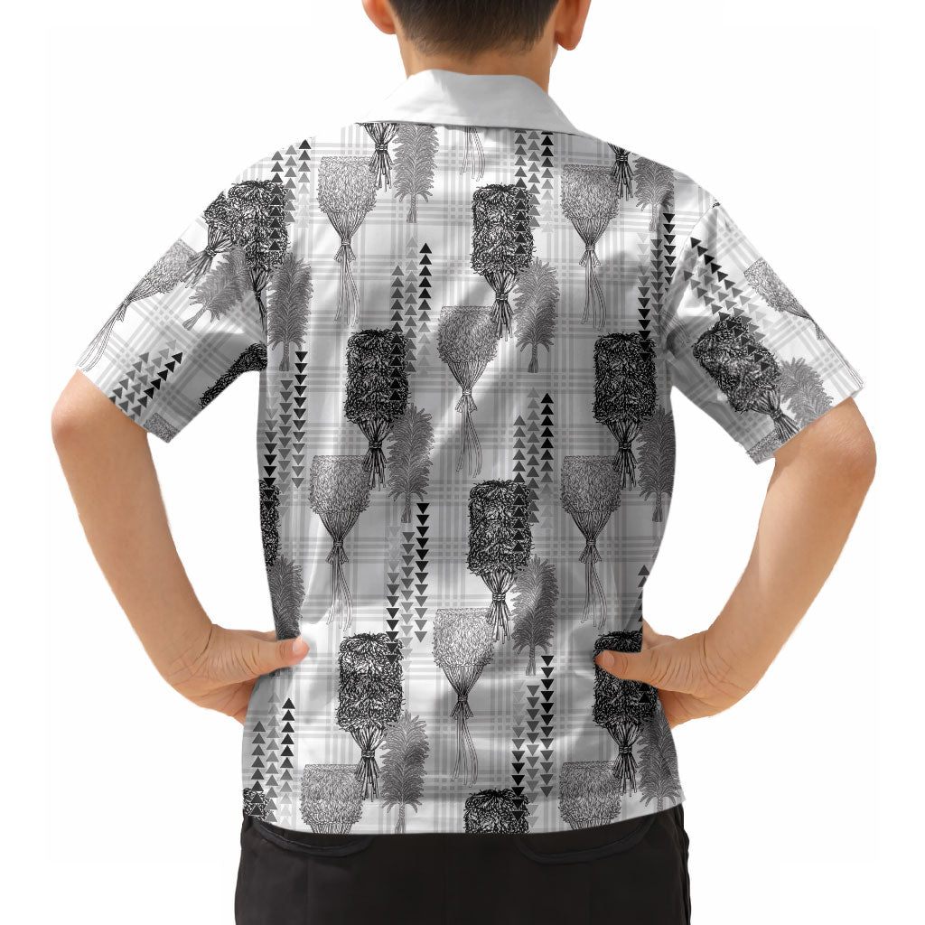 Aloha Hawaii Vintage Kahili Pa'a Lima Hawaiian Shirt Palaka Print Hinahina