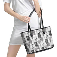 Aloha Hawaii Vintage Kahili Pa'a Lima Leather Tote Bag Palaka Print Hinahina