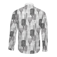 Aloha Hawaii Vintage Kahili Pa'a Lima Long Sleeve Button Shirt Palaka Print Hinahina