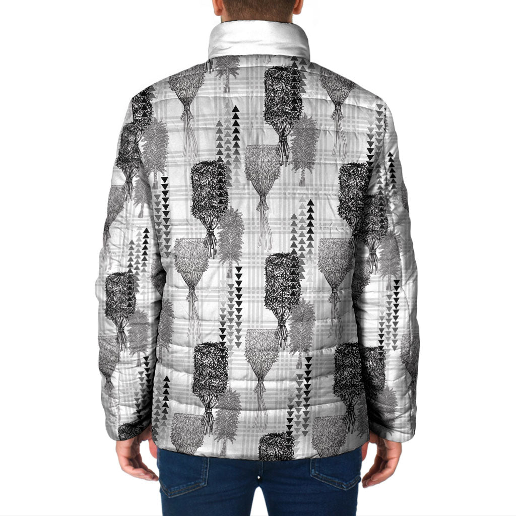 Aloha Hawaii Vintage Kahili Pa'a Lima Padded Jacket Palaka Print Hinahina