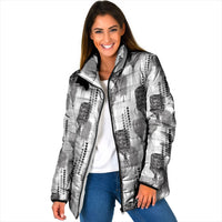 Aloha Hawaii Vintage Kahili Pa'a Lima Padded Jacket Palaka Print Hinahina
