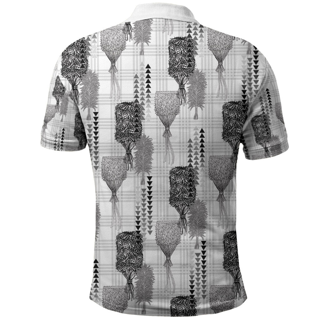 Aloha Hawaii Vintage Kahili Pa'a Lima Polo Shirt Palaka Print Hinahina