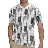 Aloha Hawaii Vintage Kahili Pa'a Lima Rugby Jersey Palaka Print Hinahina