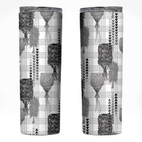 Aloha Hawaii Vintage Kahili Pa'a Lima Skinny Tumbler Palaka Print Hinahina