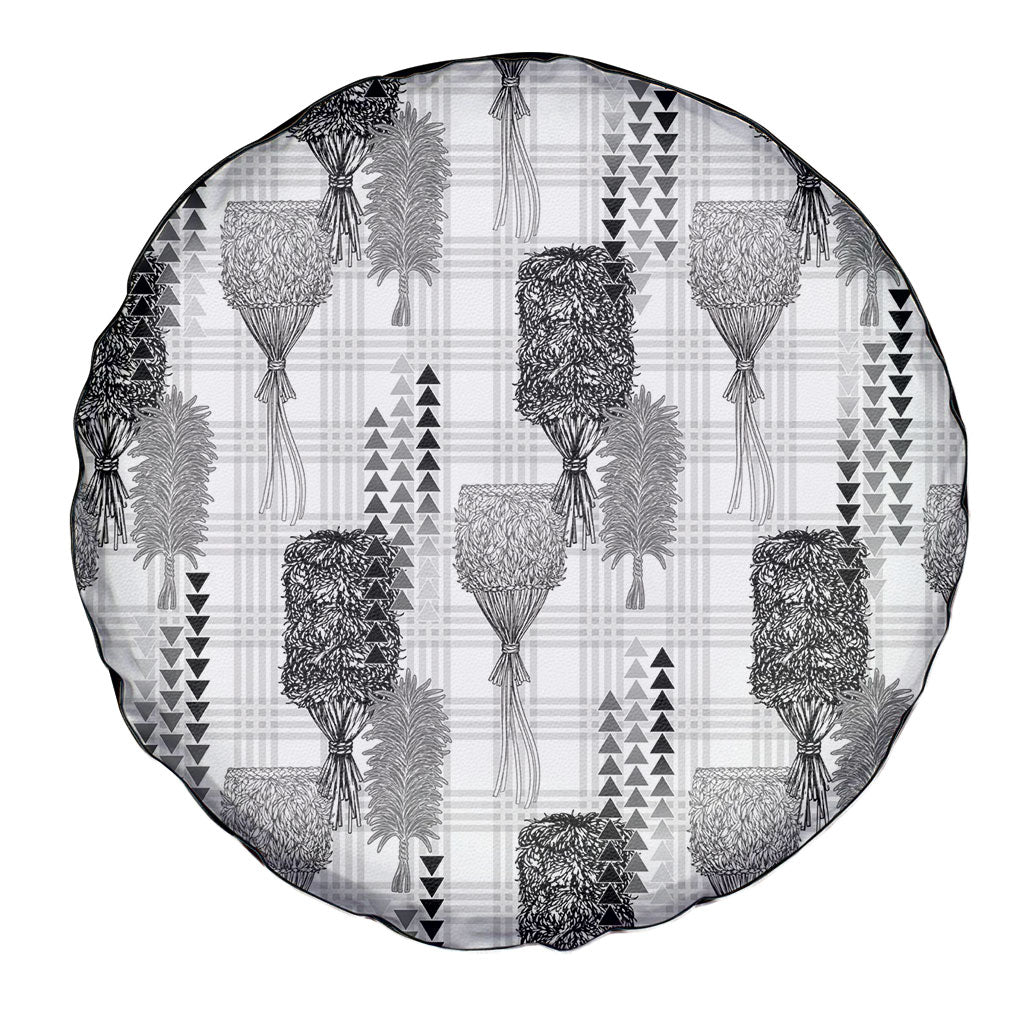 Aloha Hawaii Vintage Kahili Pa'a Lima Spare Tire Cover Palaka Print Hinahina