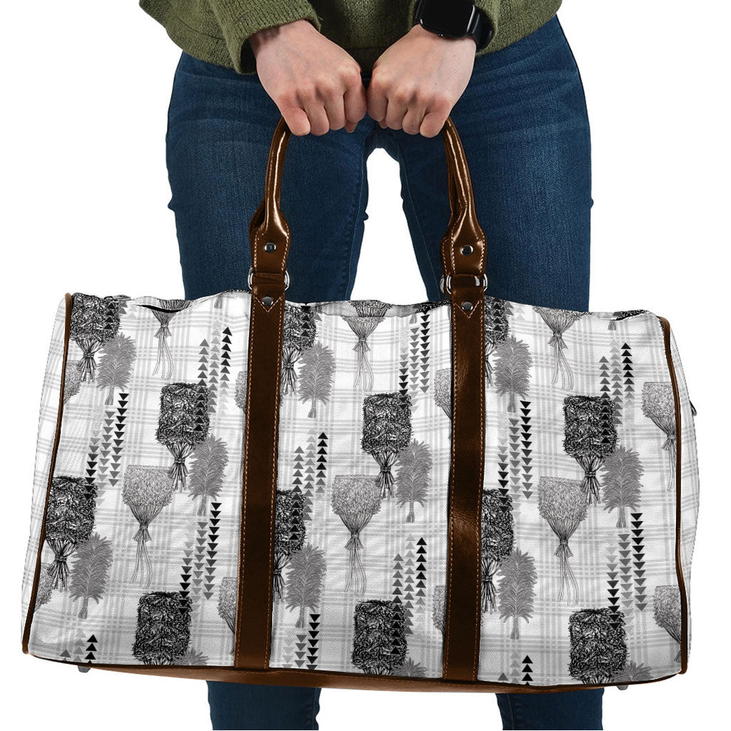 Aloha Hawaii Vintage Kahili Pa'a Lima Travel Bag Palaka Print Hinahina