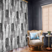 Aloha Hawaii Vintage Kahili Pa'a Lima Window Curtain Palaka Print Hinahina