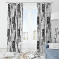 Aloha Hawaii Vintage Kahili Pa'a Lima Window Curtain Palaka Print Hinahina