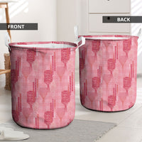 Aloha Hawaii Vintage Kahili Pa'a Lima Laundry Basket Palaka Print Berry Pink