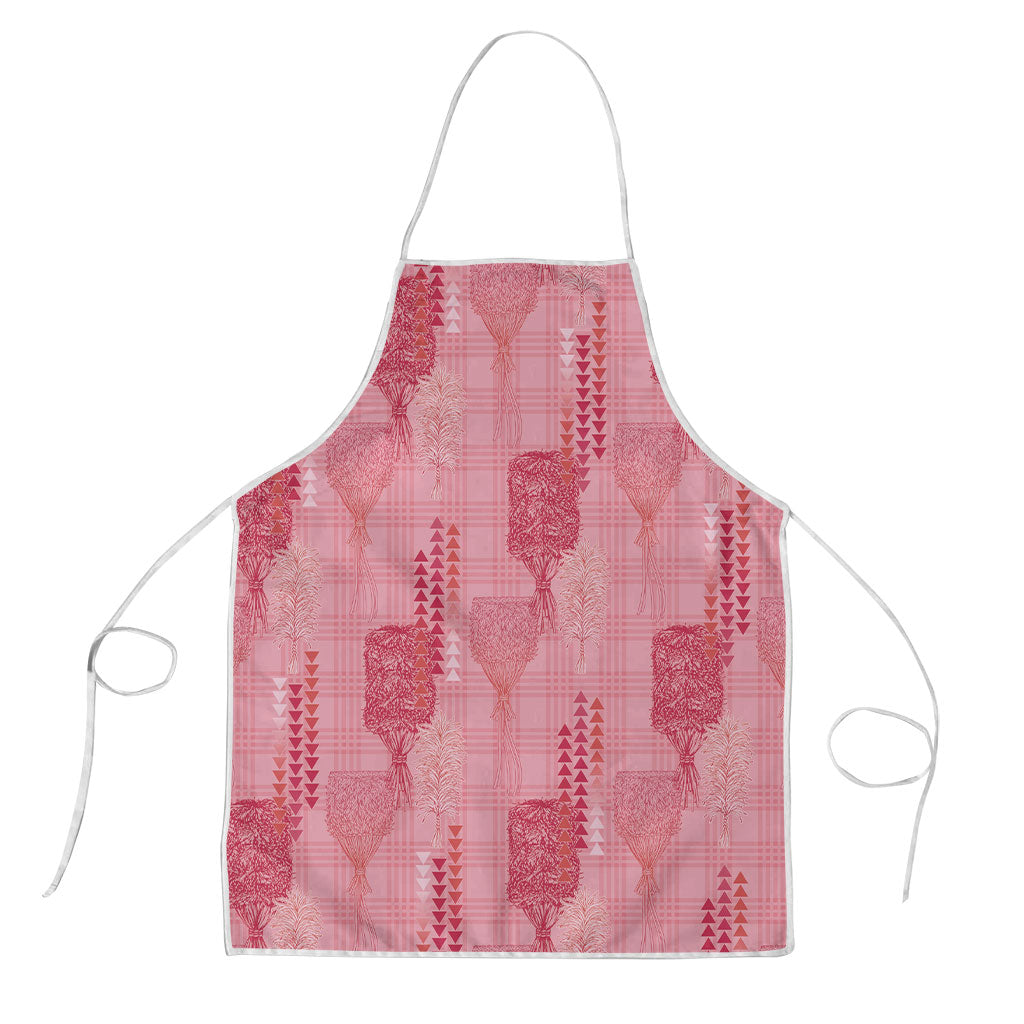 Aloha Hawaii Vintage Kahili Pa'a Lima Apron Palaka Print Berry Pink LT7 Pink - Polynesian Pride