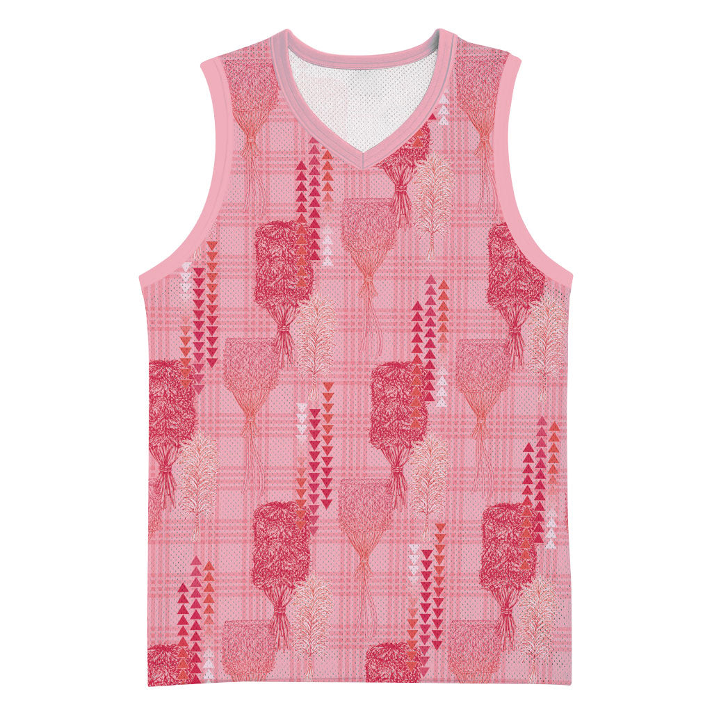 Aloha Hawaii Vintage Kahili Pa'a Lima Basketball Jersey Palaka Print Berry Pink