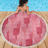 Aloha Hawaii Vintage Kahili Pa'a Lima Beach Blanket Palaka Print Berry Pink