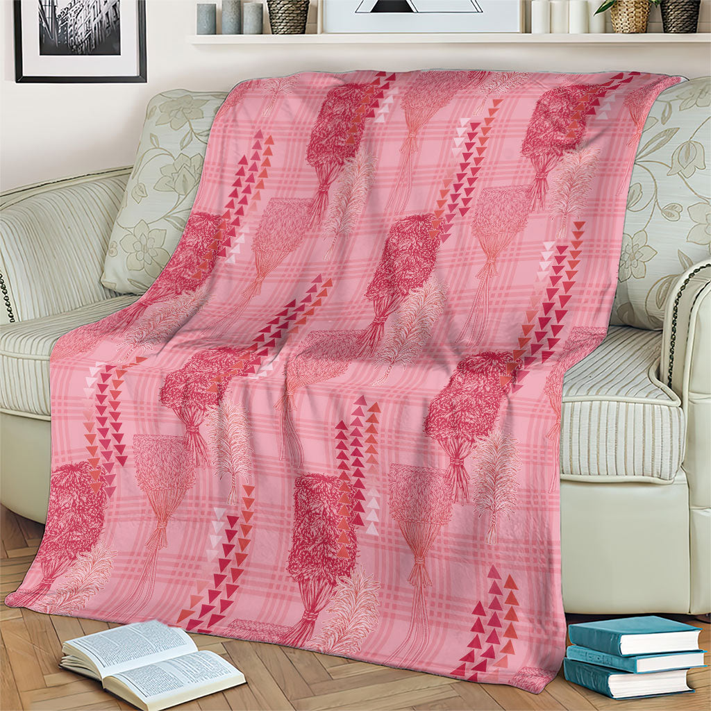 Aloha Hawaii Vintage Kahili Pa'a Lima Blanket Palaka Print Berry Pink