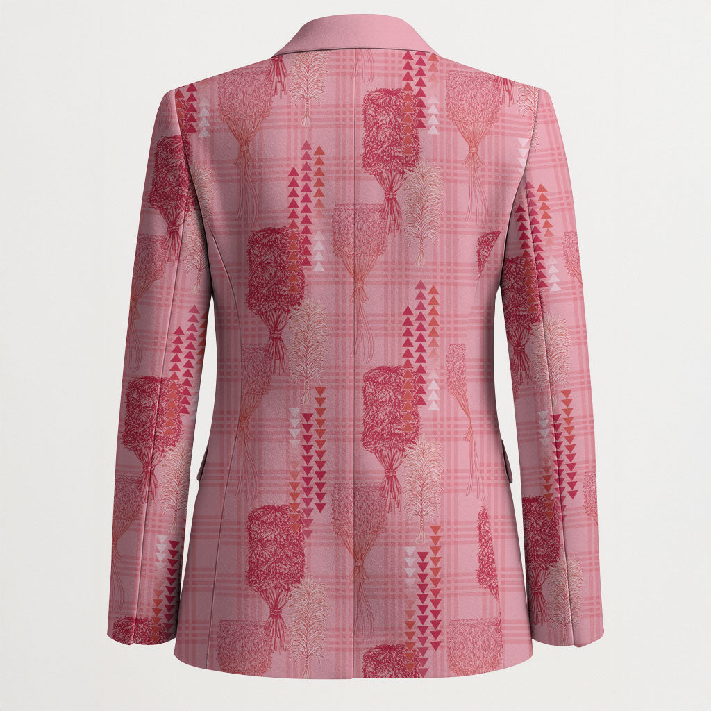 Aloha Hawaii Vintage Kahili Pa'a Lima Blazer Palaka Print Berry Pink