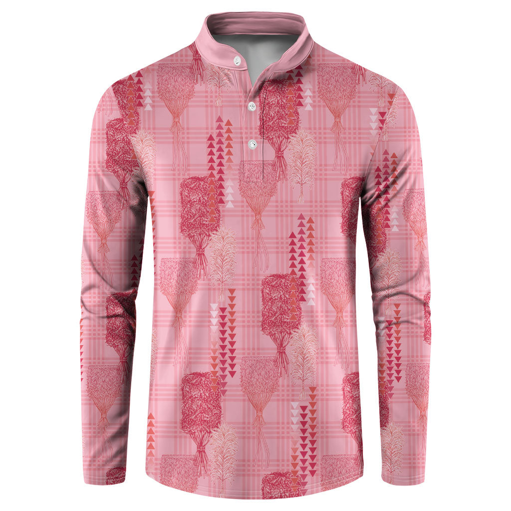 Aloha Hawaii Vintage Kahili Pa'a Lima Button Sweatshirt Palaka Print Berry Pink