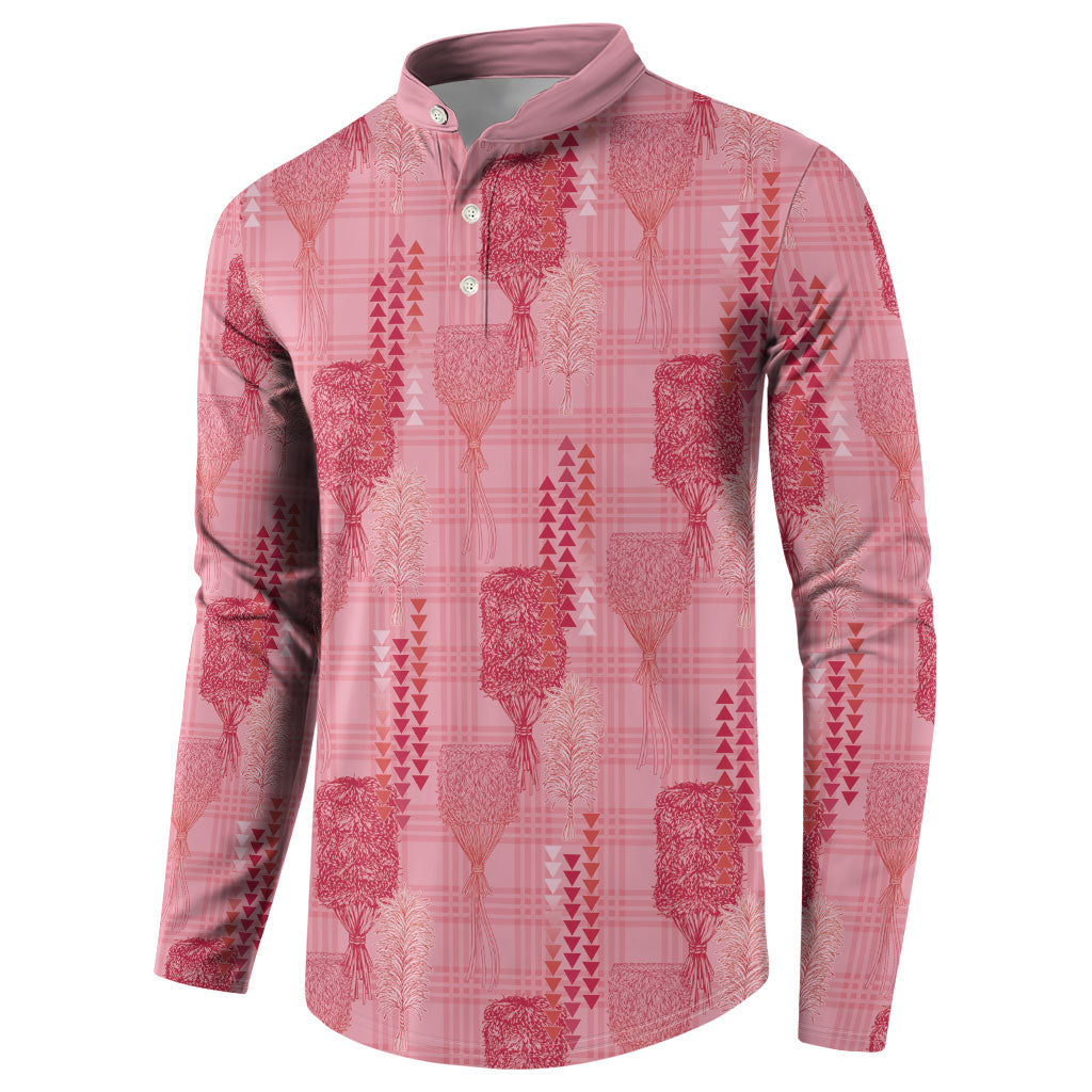 Aloha Hawaii Vintage Kahili Pa'a Lima Button Sweatshirt Palaka Print Berry Pink