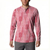 Aloha Hawaii Vintage Kahili Pa'a Lima Button Sweatshirt Palaka Print Berry Pink