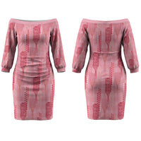 Aloha Hawaii Vintage Kahili Pa'a Lima Couples Matching Off The Shoulder Long Sleeve Dress and Long Sleeve Button Shirt Palaka Print Berry Pink