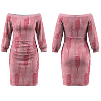 Aloha Hawaii Vintage Kahili Pa'a Lima Family Matching Off The Shoulder Long Sleeve Dress and Hawaiian Shirt Palaka Print Berry Pink