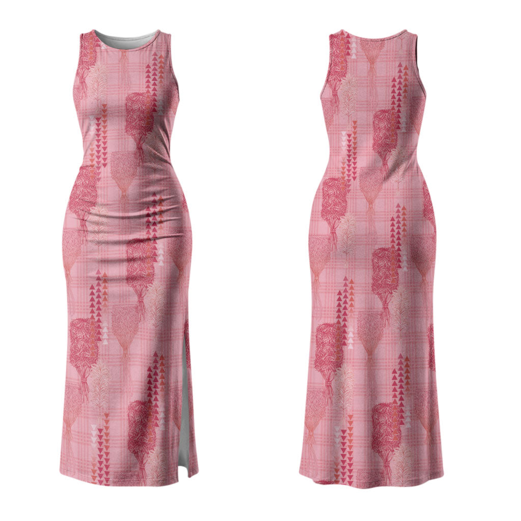 Aloha Hawaii Vintage Kahili Pa'a Lima Family Matching Tank Maxi Dress and Hawaiian Shirt Palaka Print Berry Pink