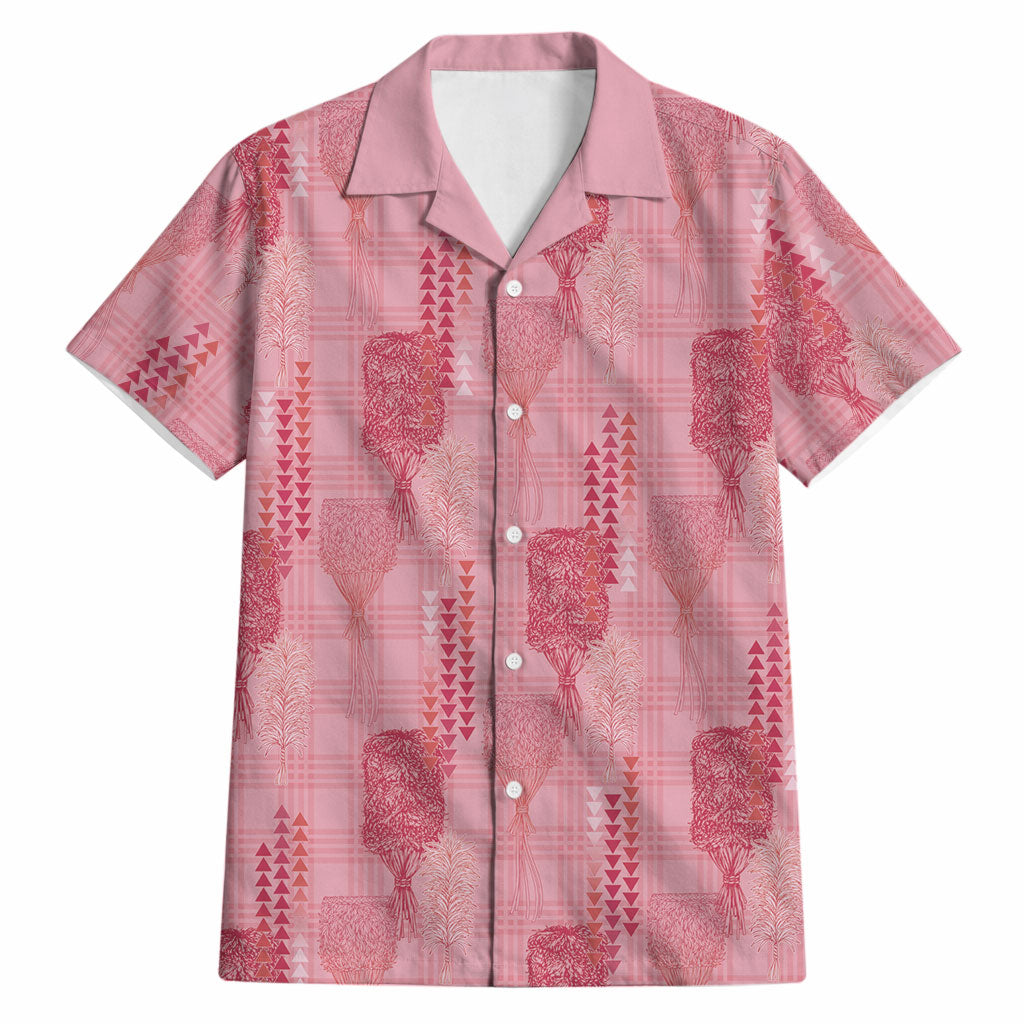Aloha Hawaii Vintage Kahili Pa'a Lima Hawaiian Shirt Palaka Print Berry Pink