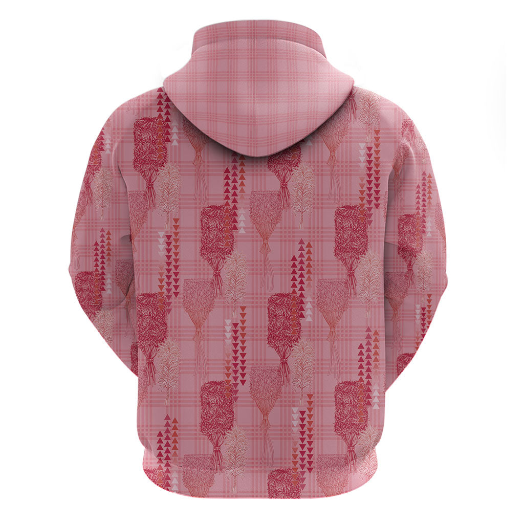 Aloha Hawaii Vintage Kahili Pa'a Lima Hoodie Palaka Print Berry Pink