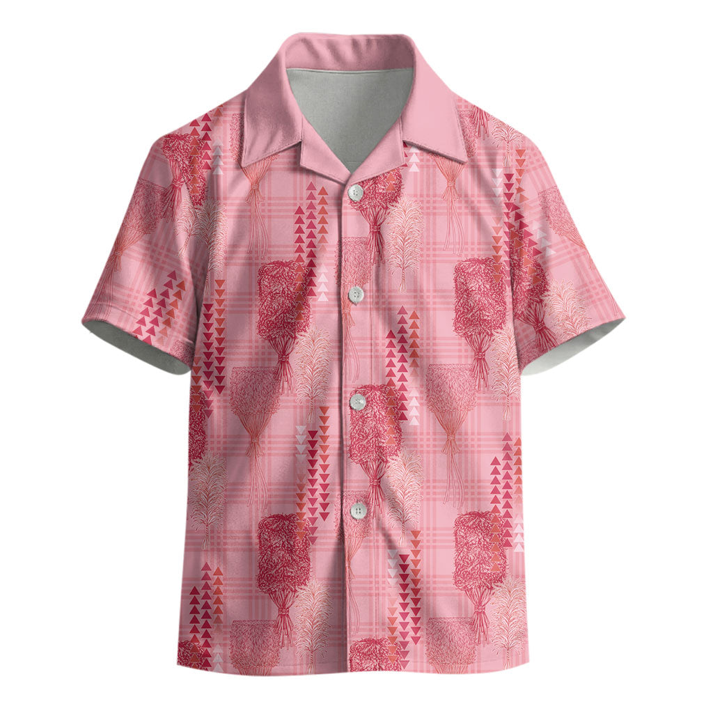 Aloha Hawaii Vintage Kahili Pa'a Lima Kid Hawaiian Shirt Palaka Print Berry Pink