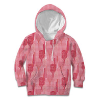 Aloha Hawaii Vintage Kahili Pa'a Lima Kid Hoodie Palaka Print Berry Pink