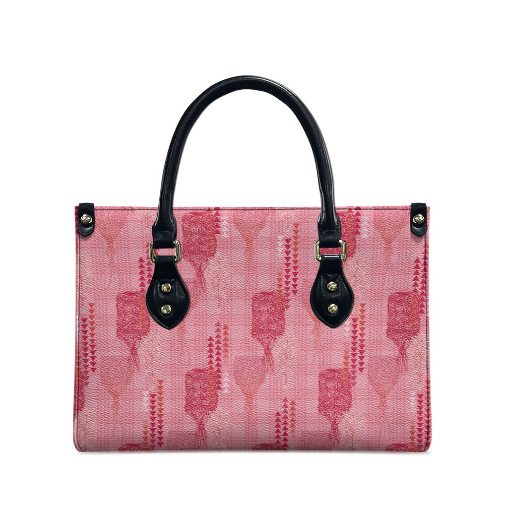 Aloha Hawaii Vintage Kahili Pa'a Lima Leather Bag Palaka Print Berry Pink