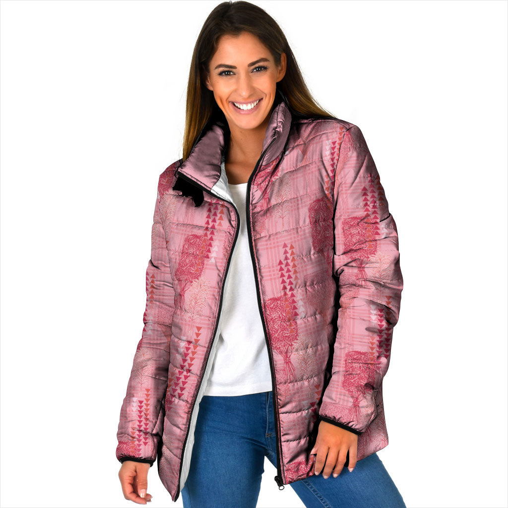 Aloha Hawaii Vintage Kahili Pa'a Lima Padded Jacket Palaka Print Berry Pink