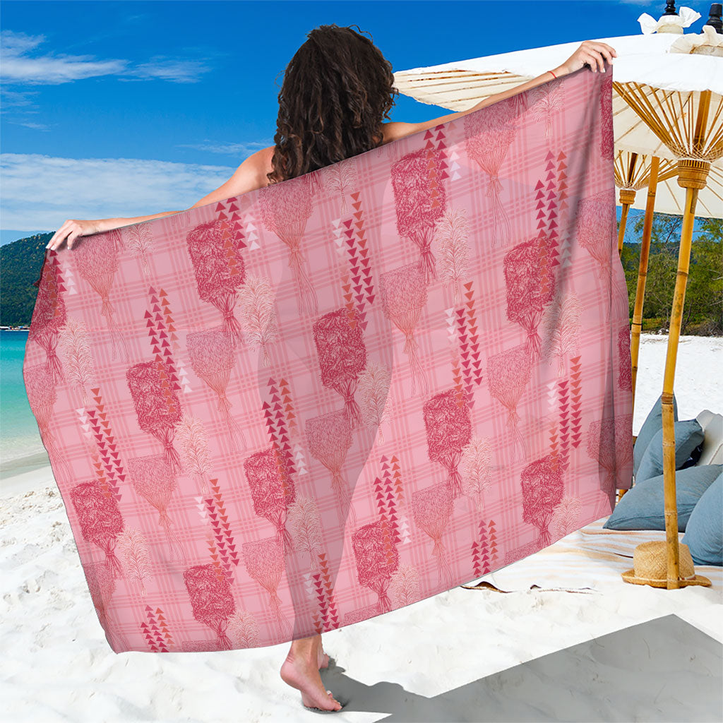 Aloha Hawaii Vintage Kahili Pa'a Lima Sarong Palaka Print Berry Pink