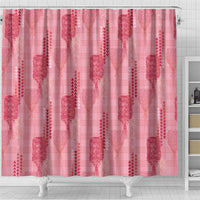 Aloha Hawaii Vintage Kahili Pa'a Lima Shower Curtain Palaka Print Berry Pink