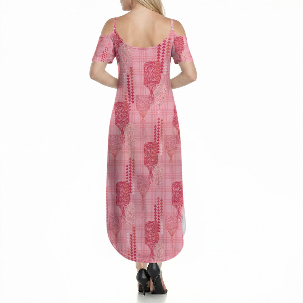 Aloha Hawaii Vintage Kahili Pa'a Lima Summer Maxi Dress Palaka Print Berry Pink
