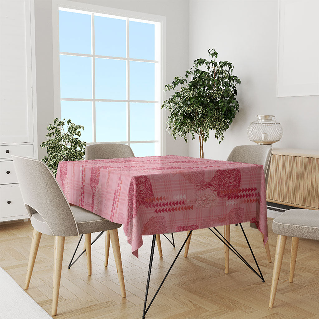 Aloha Hawaii Vintage Kahili Pa'a Lima Tablecloth Palaka Print Berry Pink