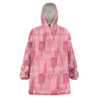 Aloha Hawaii Vintage Kahili Pa'a Lima Wearable Blanket Hoodie Palaka Print Berry Pink