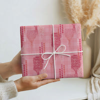 Aloha Hawaii Vintage Kahili Pa'a Lima Wrapping Paper Palaka Print Berry Pink