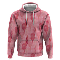 Aloha Hawaii Vintage Kahili Pa'a Lima Zip Hoodie Palaka Print Berry Pink
